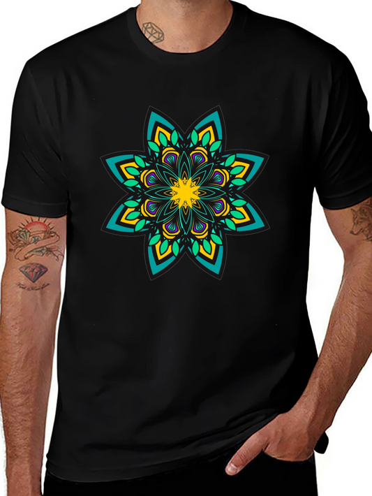 Mandala Print Black T-Shirt
