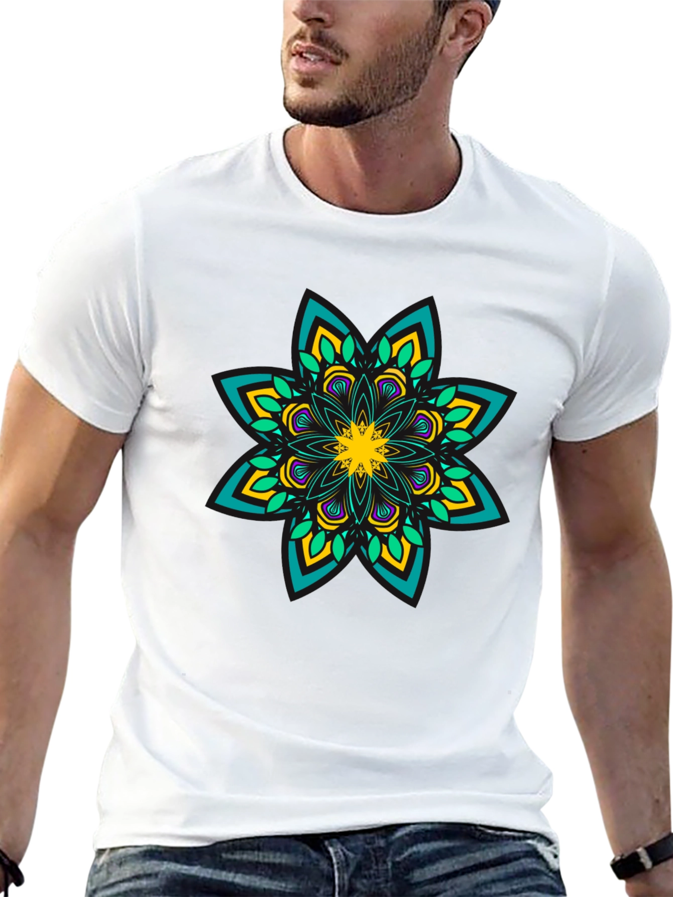 Mandala Print Black T-Shirt