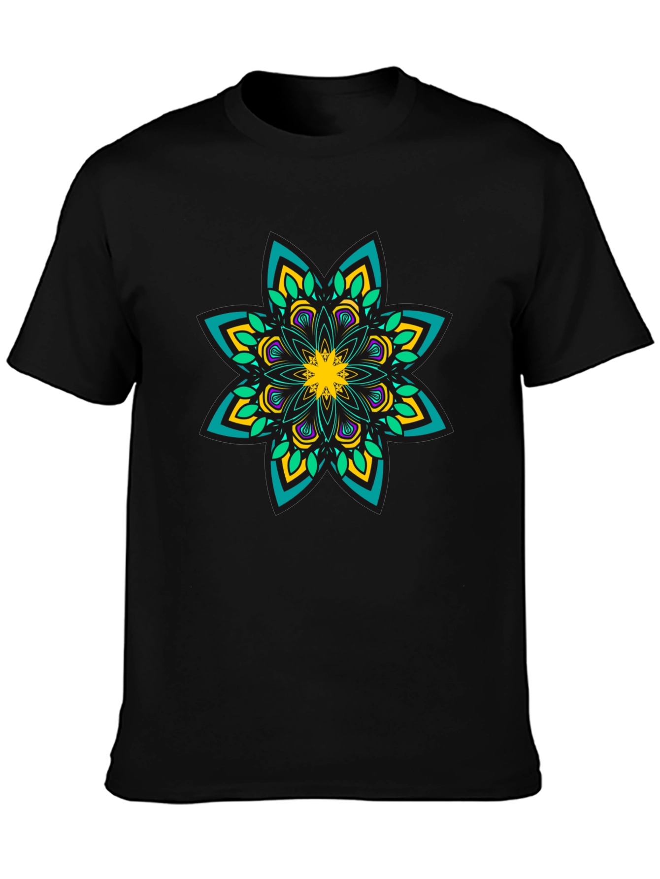 Mandala Print Black T-Shirt