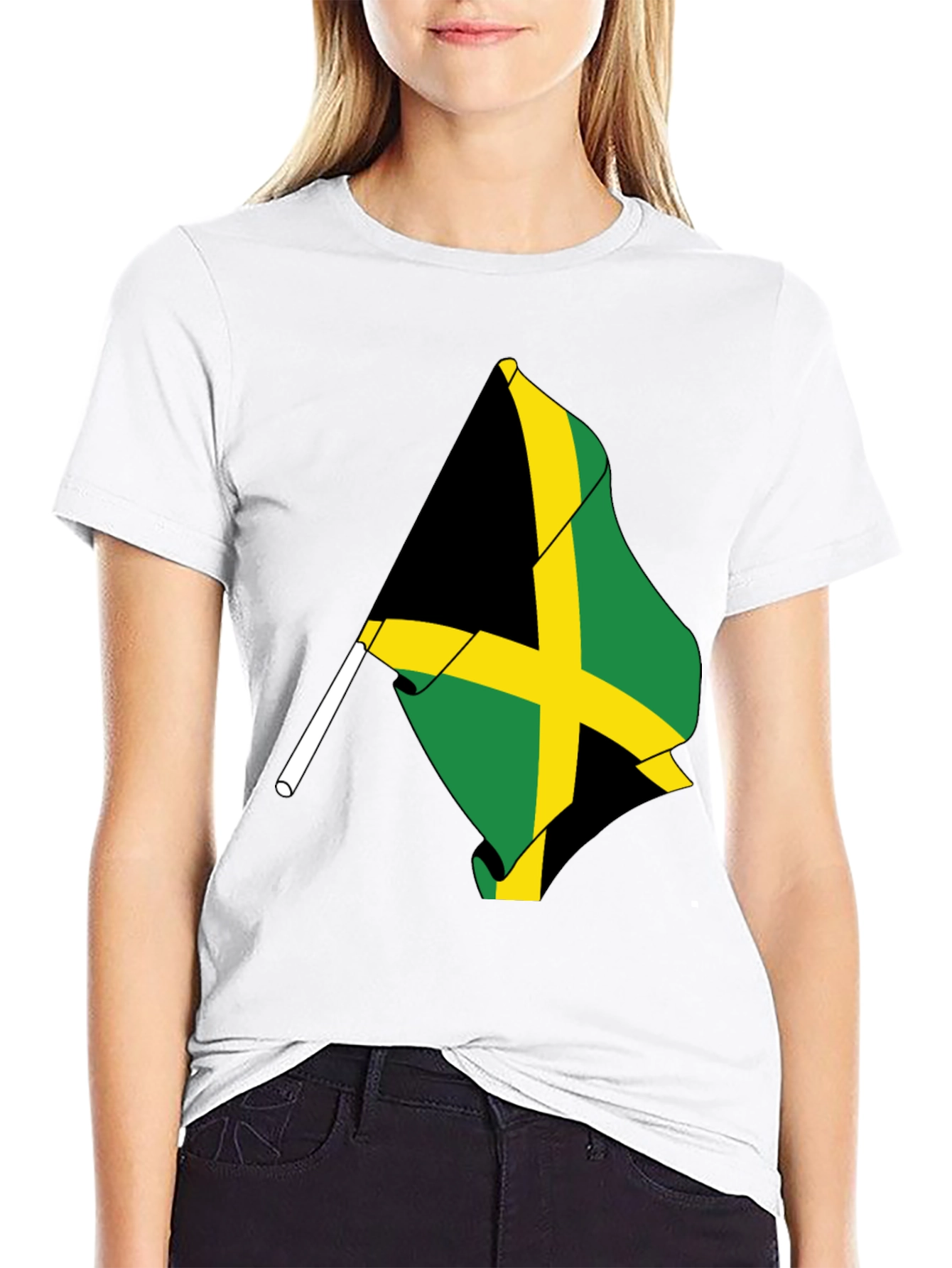 Jamaica Flag Black Tee Shirt