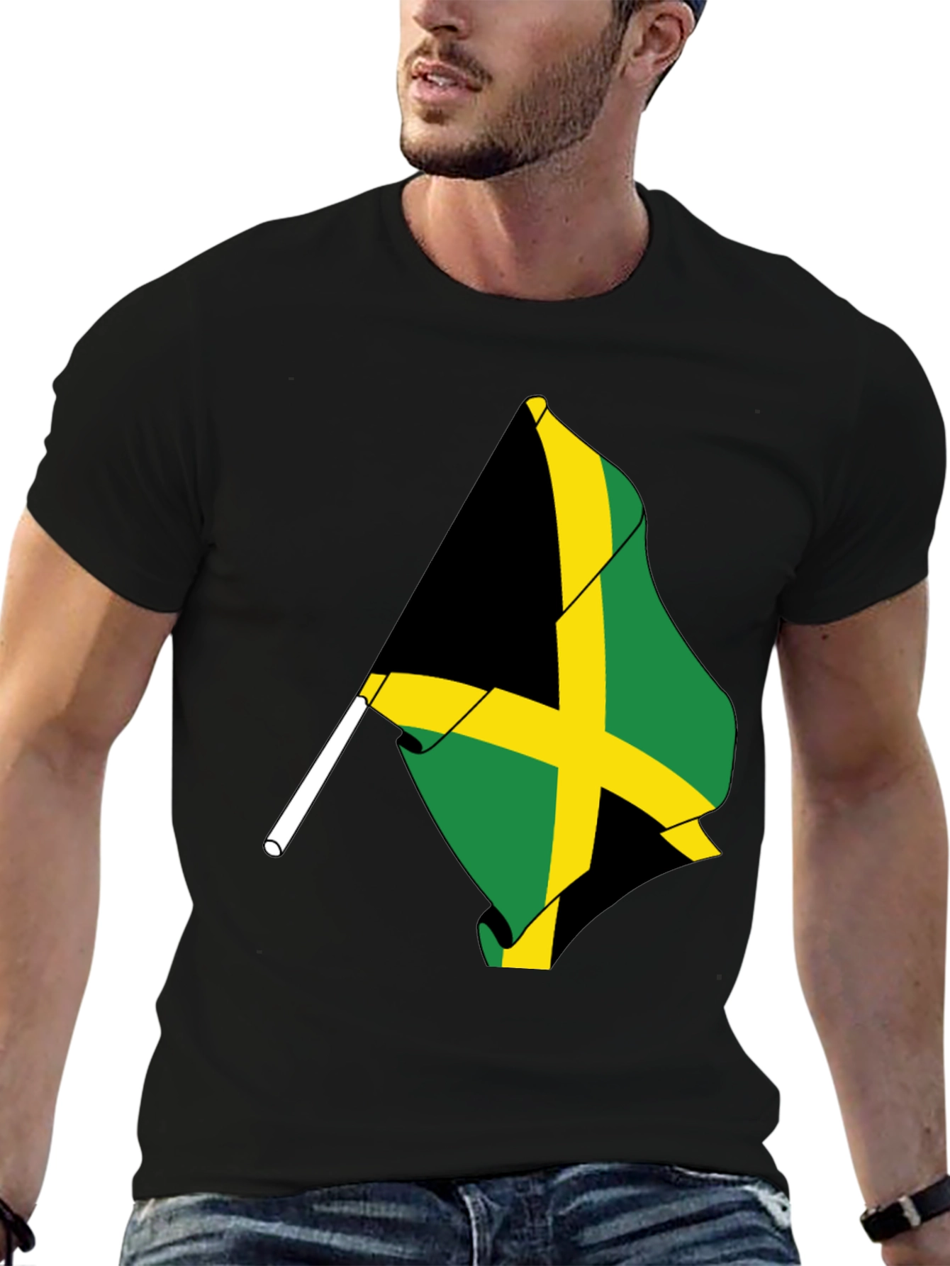Jamaica Flag Black Tee Shirt