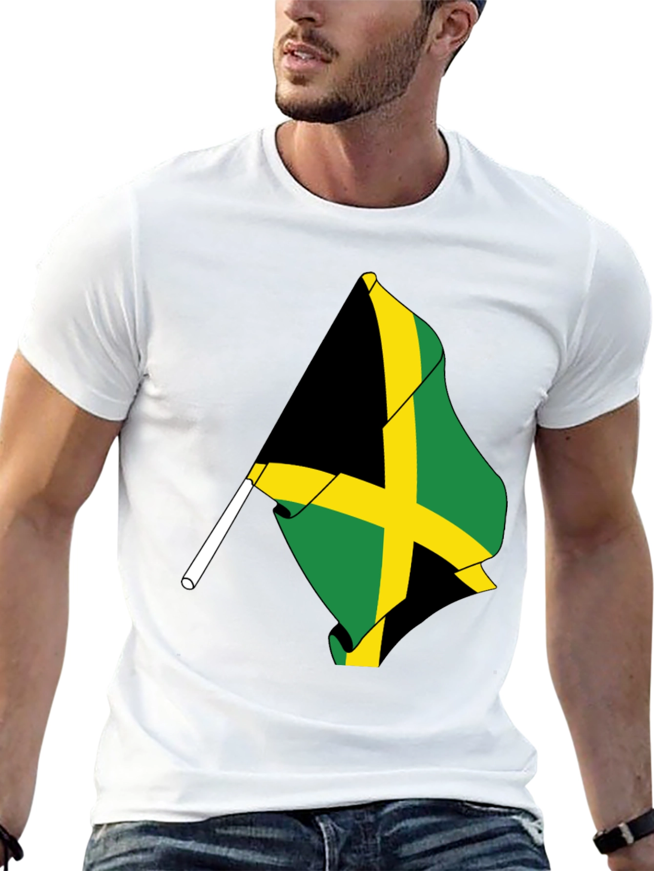 Jamaica Flag Black Tee Shirt