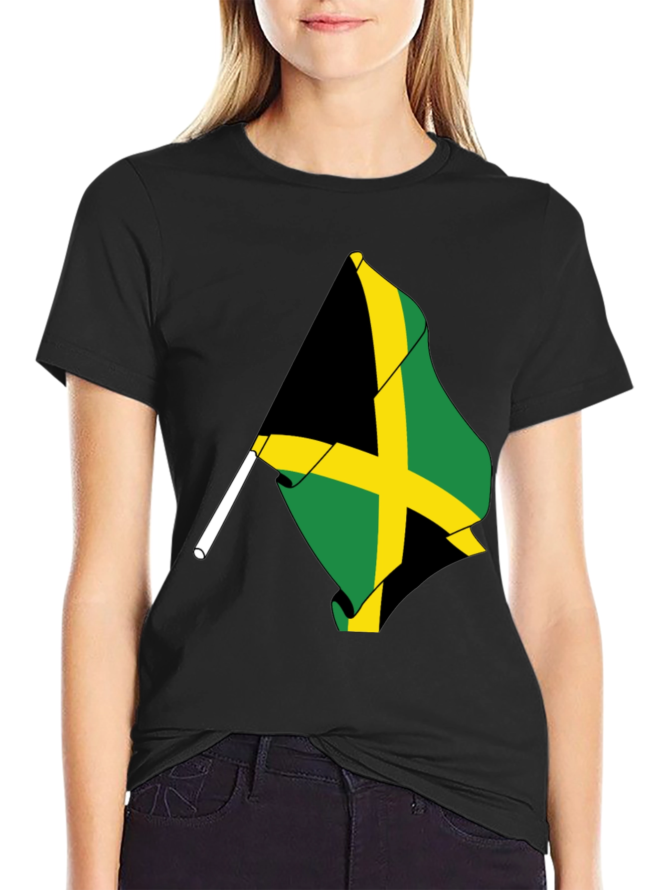 Jamaica Flag Black Tee Shirt