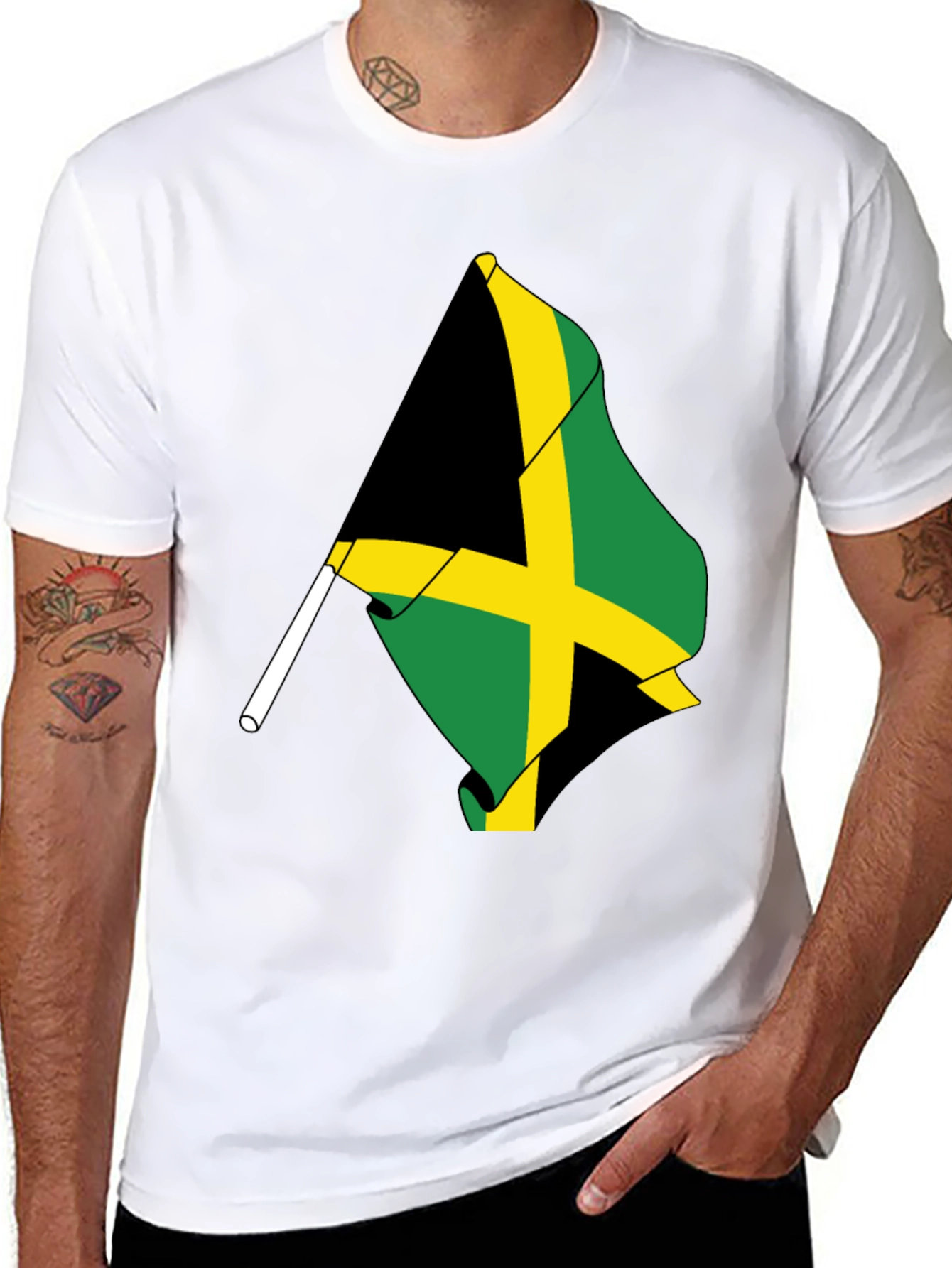 Jamaica Flag Black Tee Shirt