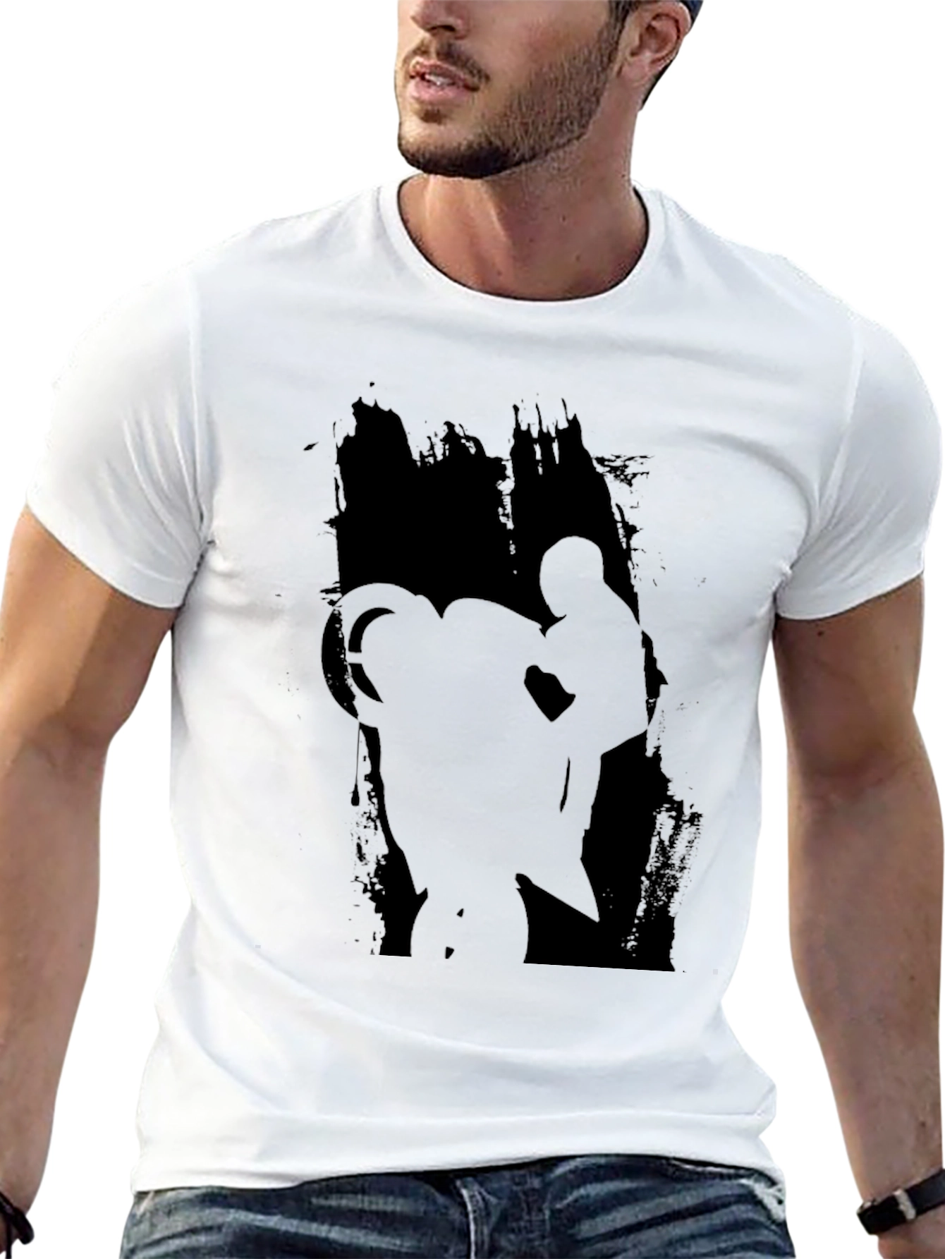 Black Graphic Tee - Motorcycle Rider Design
