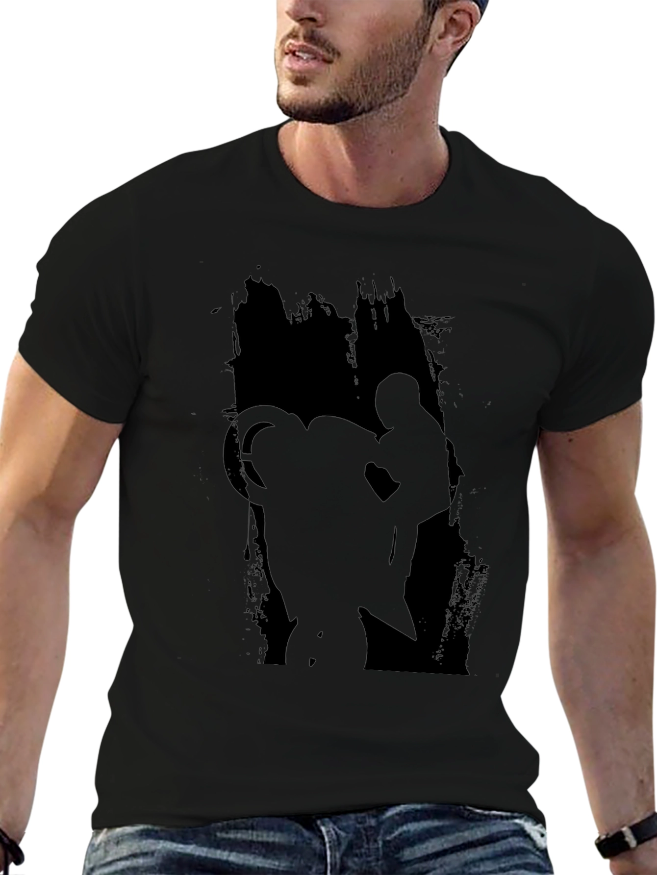 Black Graphic Tee - Motorcycle Rider Design
