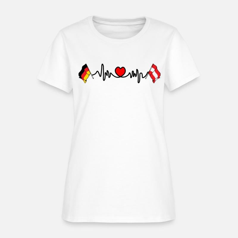 Cardio heart with flag Germany and flag Austria