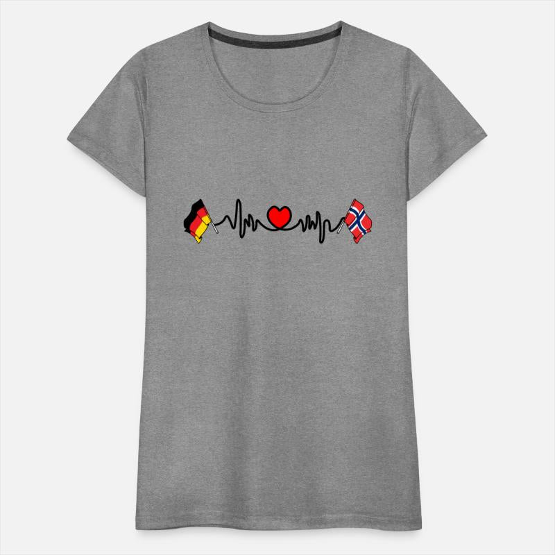 Cardio heart with flag Germany and flag Norway