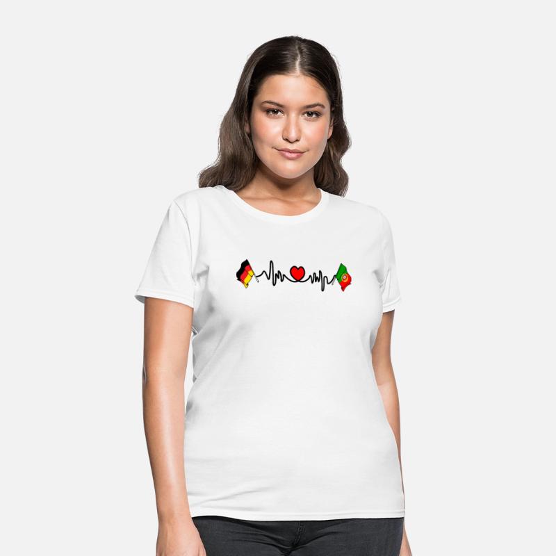 Cardio heart with flag Germany and flag Portugal