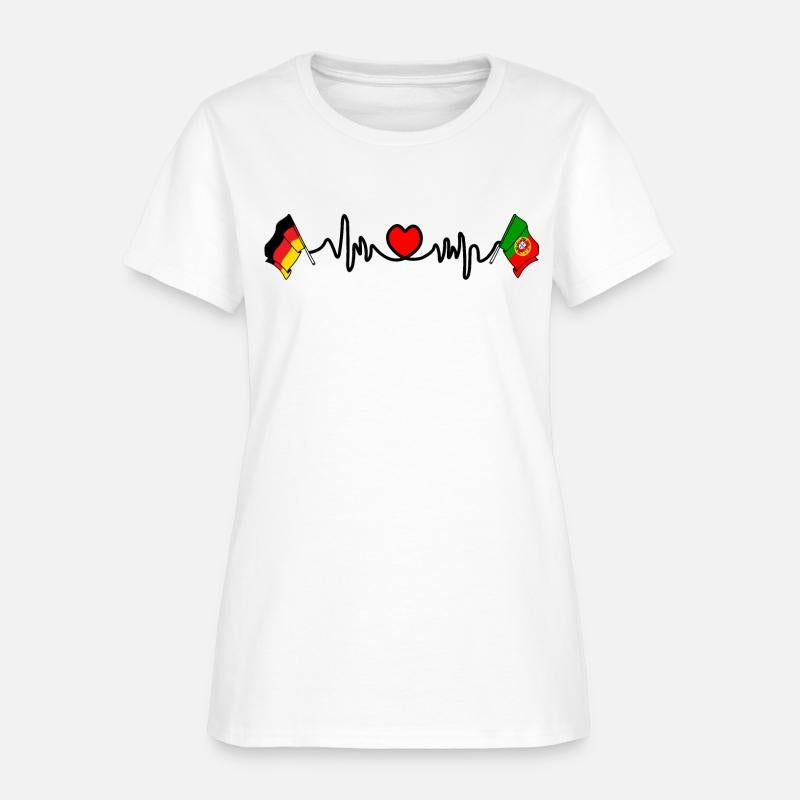 Cardio heart with flag Germany and flag Portugal