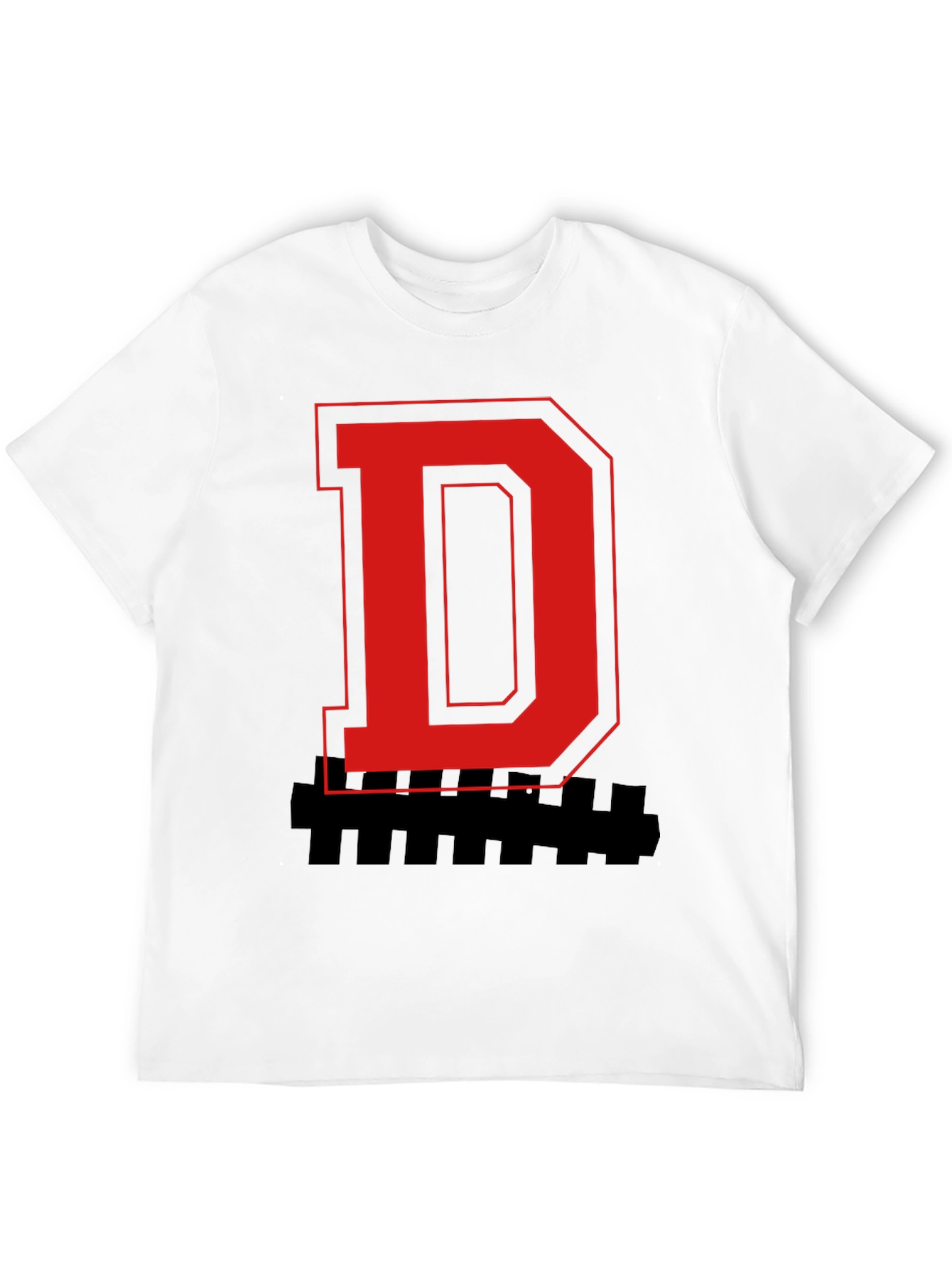 Bold Letter Graphic Tee - Red D on Black