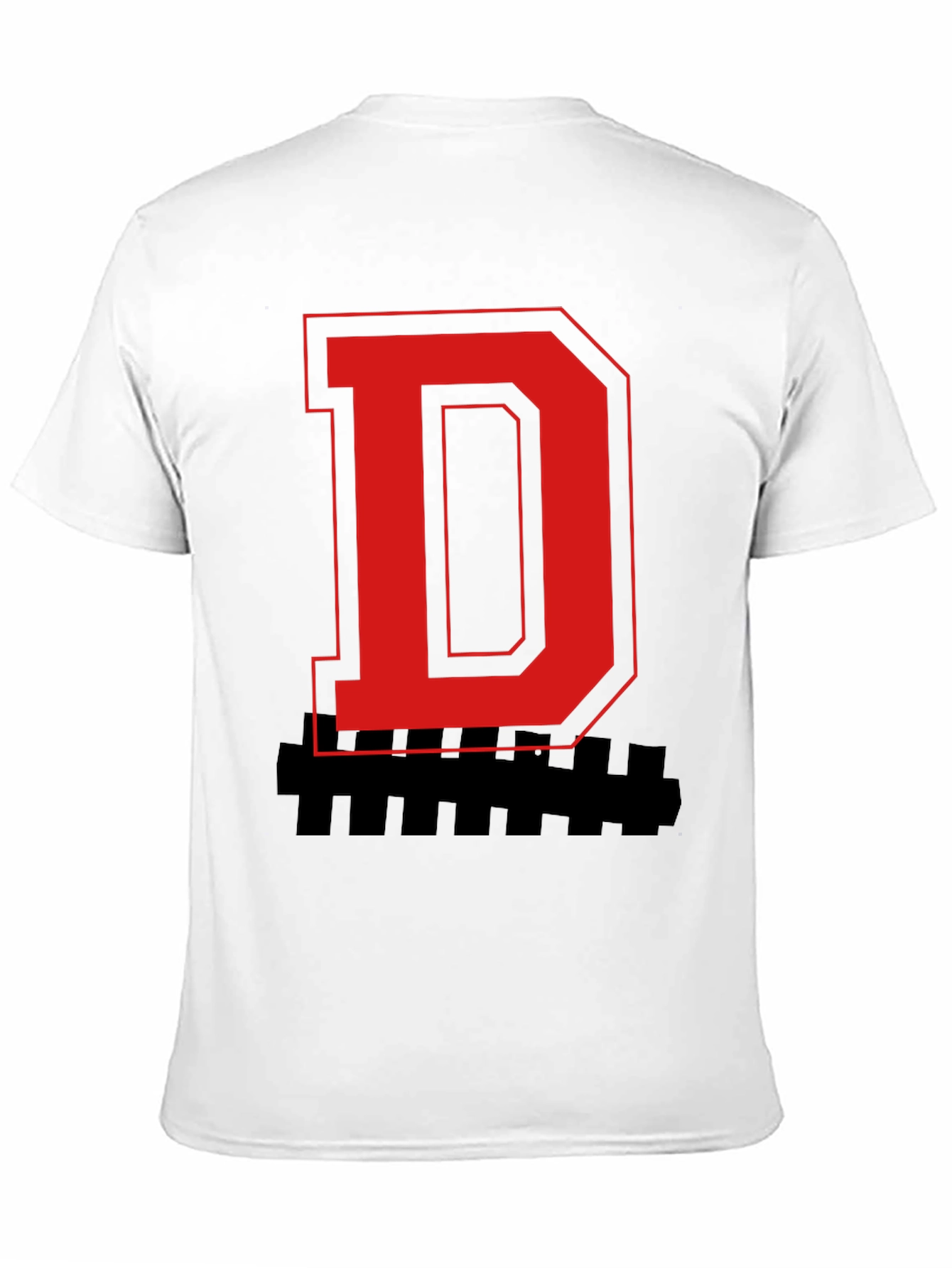 Bold Letter Graphic Tee - Red D on Black