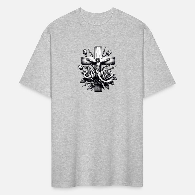 Christian Cross with Roses & Thorns - Faith & Sacr