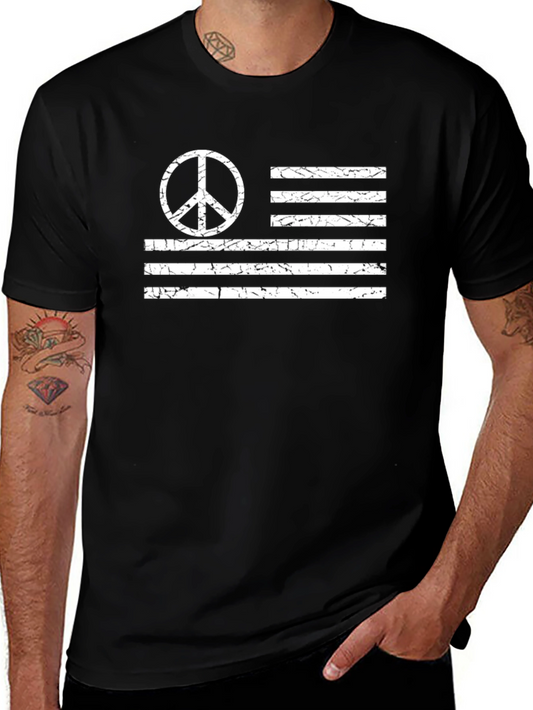 Peace Flag Graphic Tee - Black Cotton