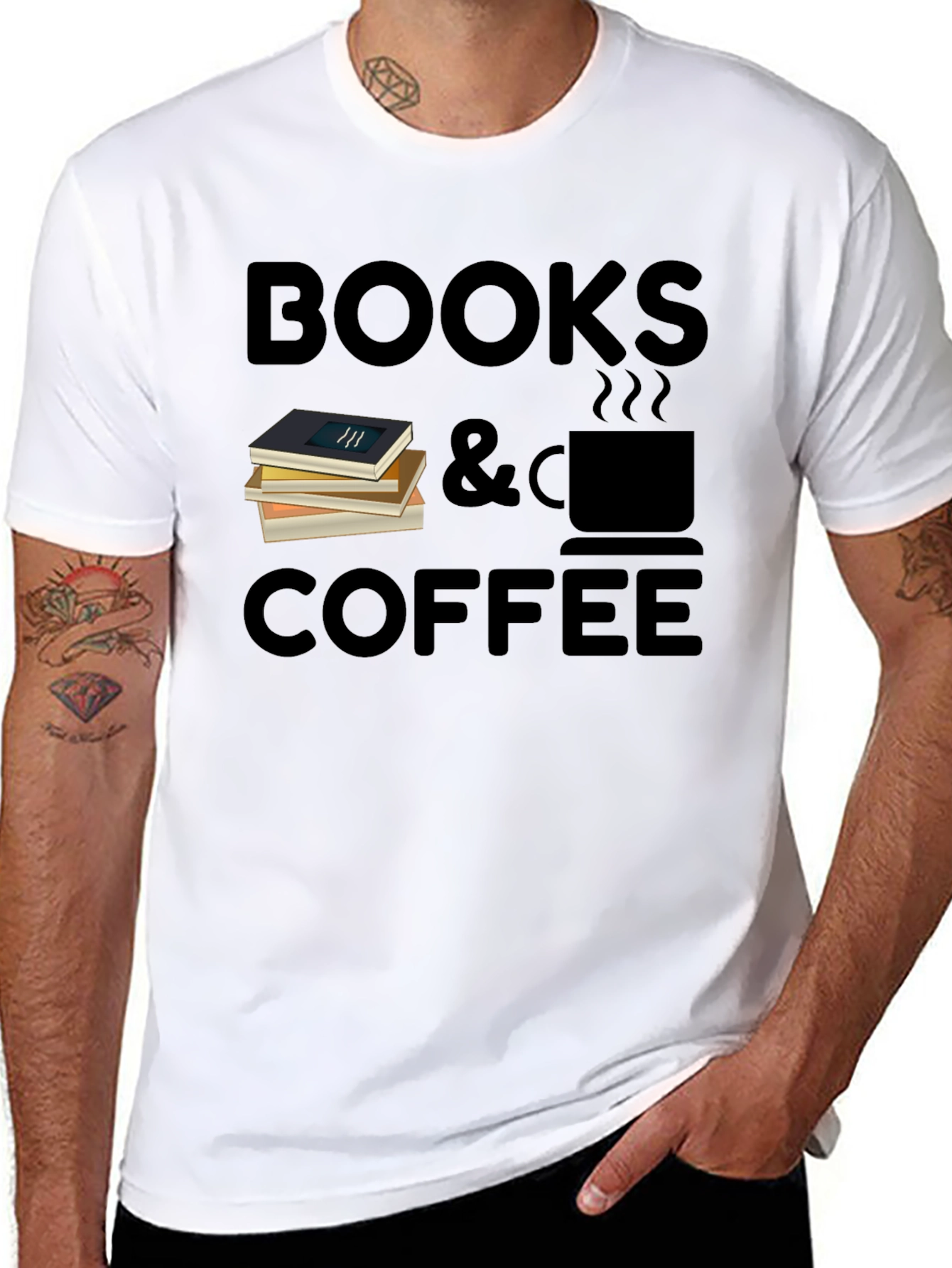 Books & Coffee Graphic T-Shirt