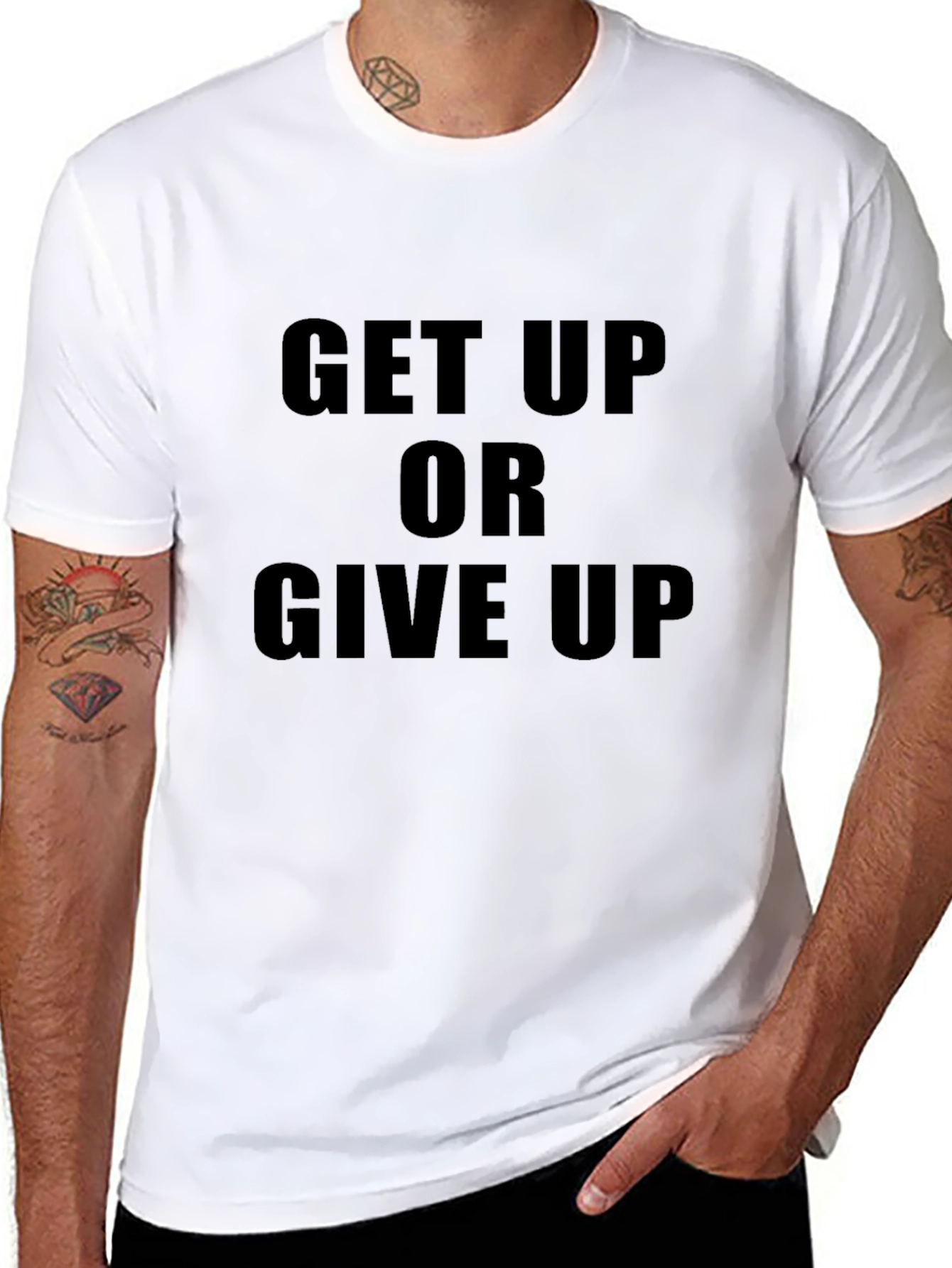 Motivational Get Up Or Give Up Black T-Shirt
