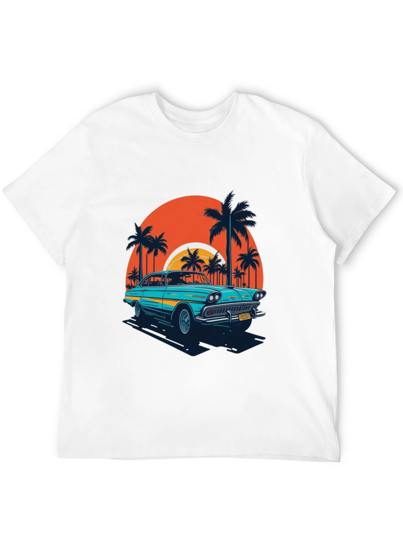 Retro Car T-Shirt - Beach Sunset Design