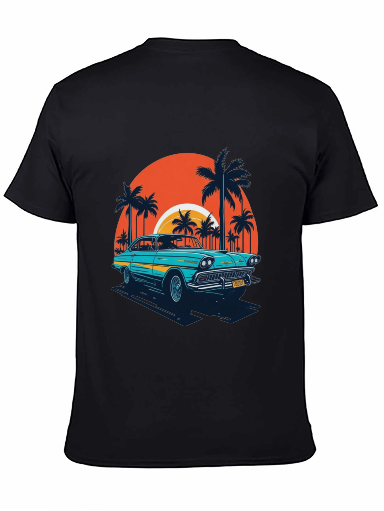 Retro Car T-Shirt - Beach Sunset Design