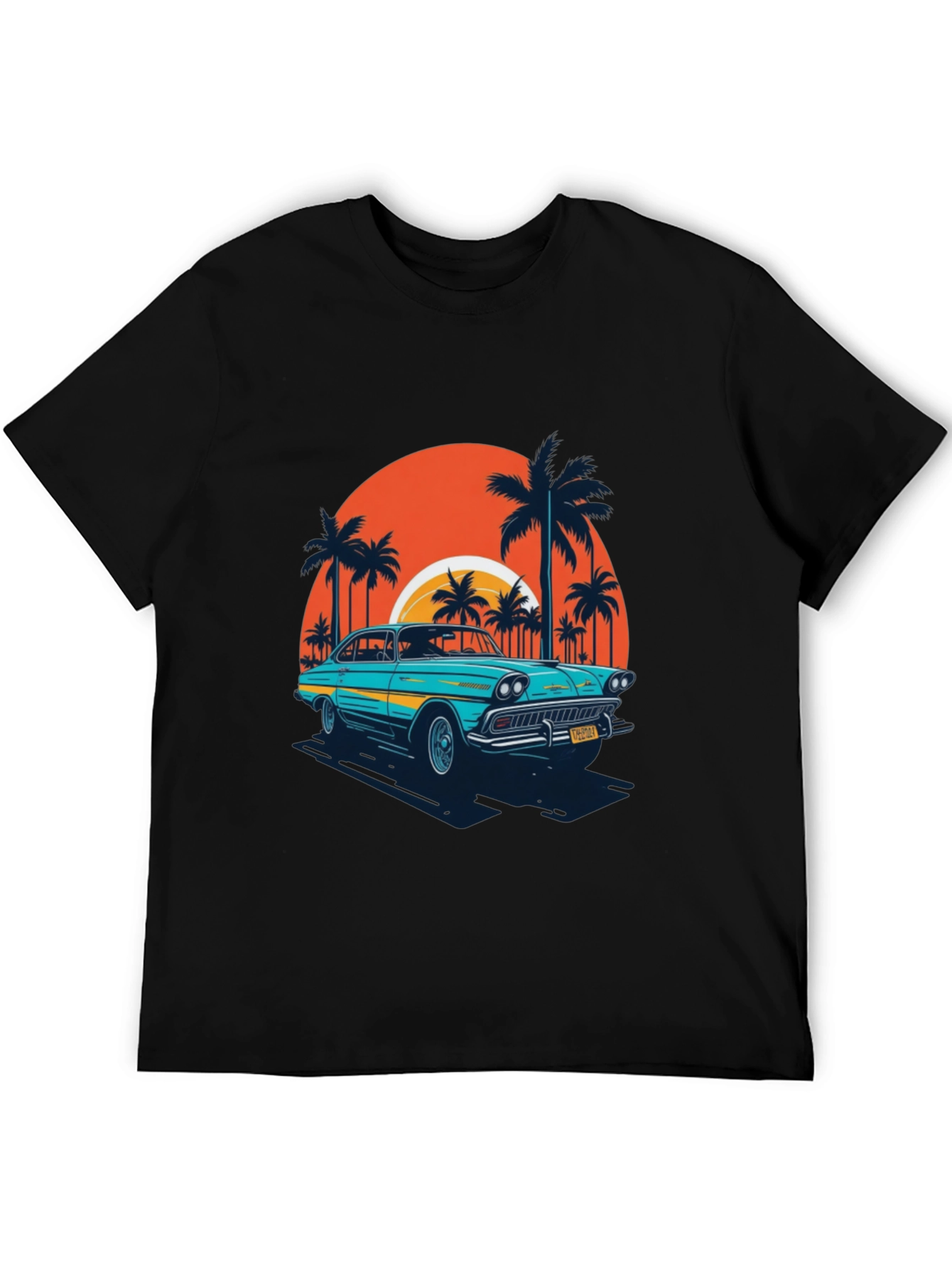 Retro Car T-Shirt - Beach Sunset Design