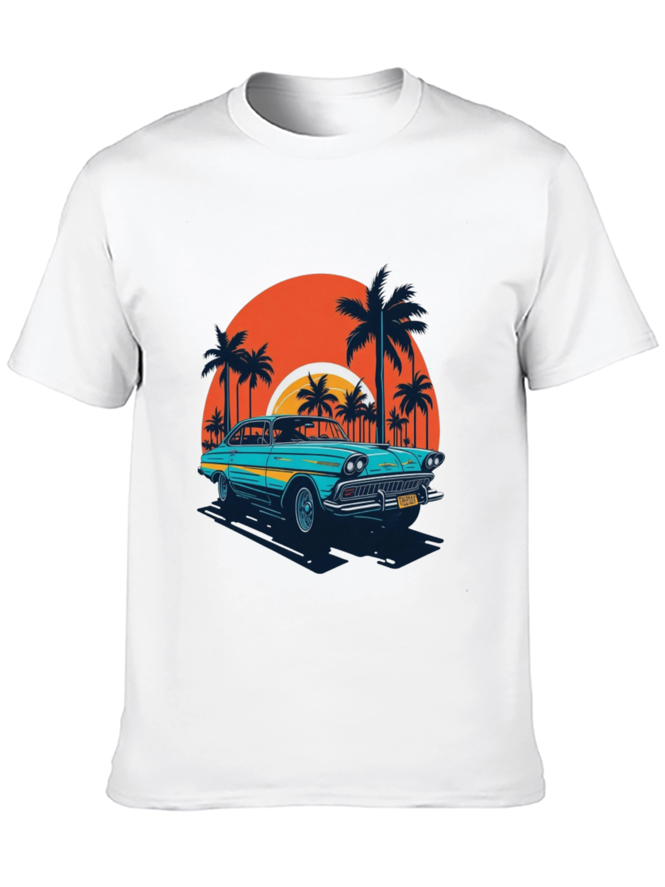 Retro Car T-Shirt - Beach Sunset Design