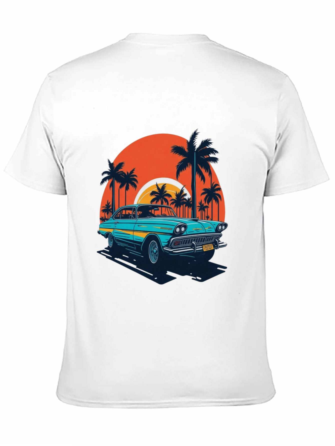 Retro Car T-Shirt - Beach Sunset Design