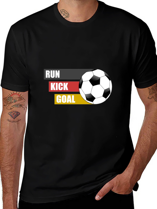 Run Kick Goal Soccer T-Shirt - Black