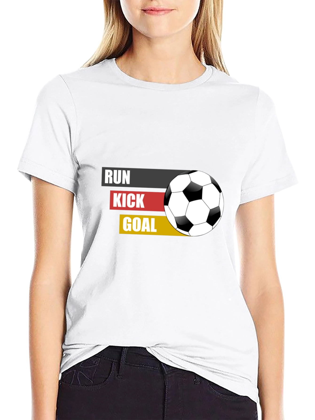 Run Kick Goal Soccer T-Shirt - Black