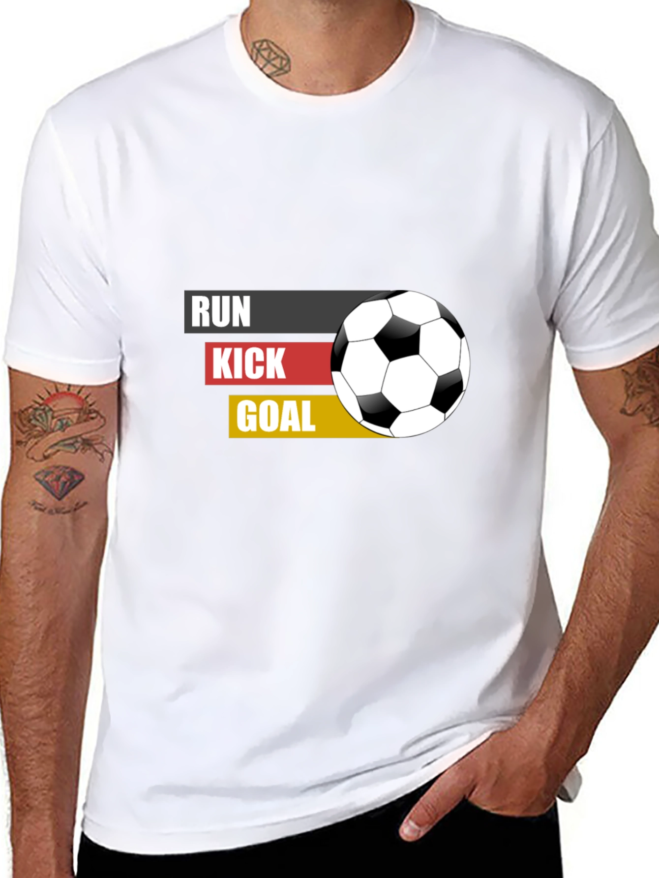 Run Kick Goal Soccer T-Shirt - Black