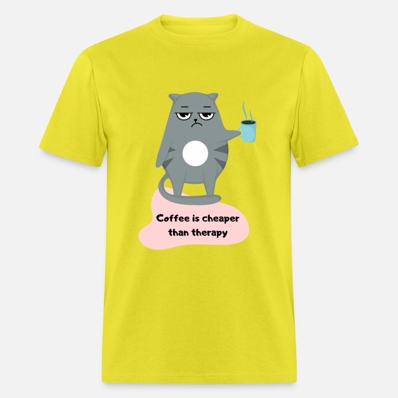 Coffee is Cheaper than Therapy - Cat Lover T-shirt