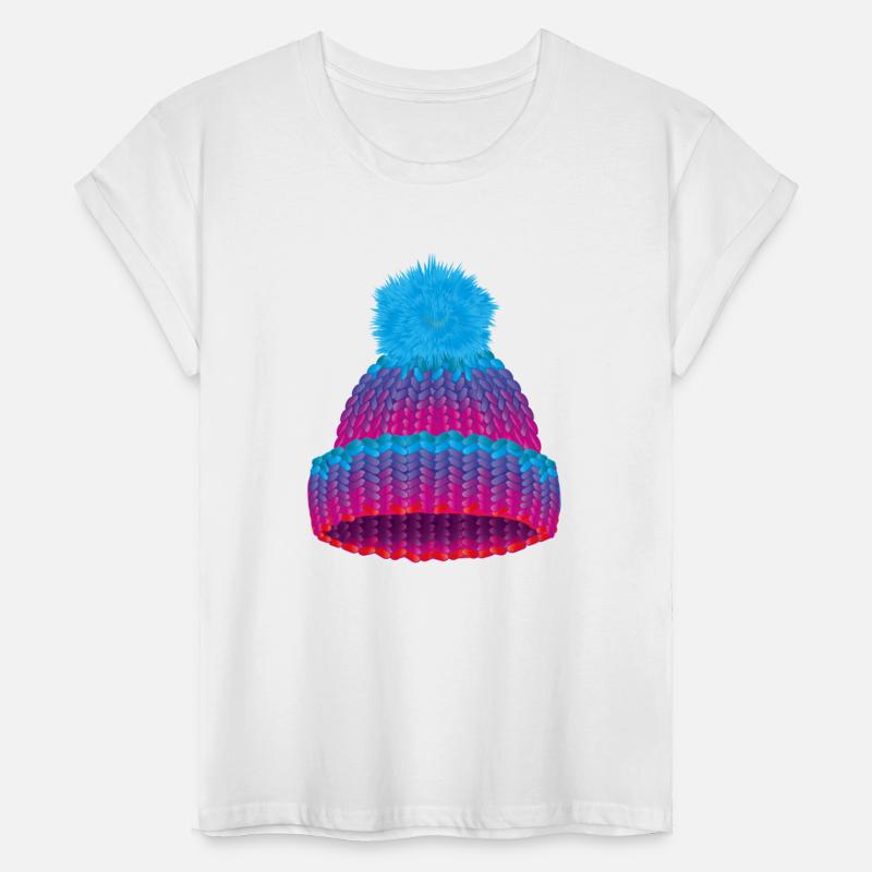 colored hat in a knitted look with a large bobble