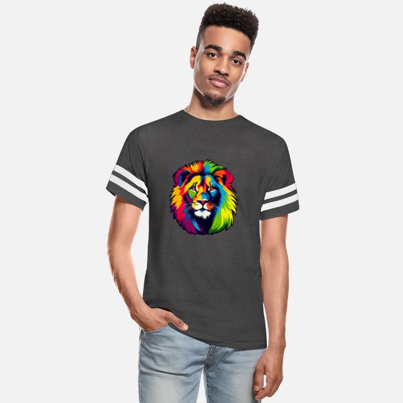 Colorful Lion Head in the Style of Saturated Color