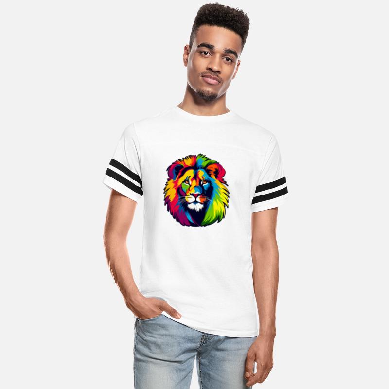 Colorful Lion Head in the Style of Saturated Color