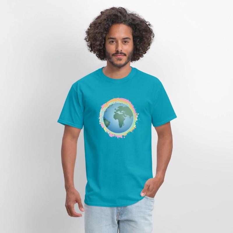 colorful planet earth with green continents