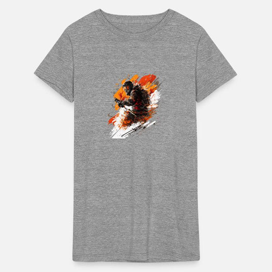 cool skier riding through the powder