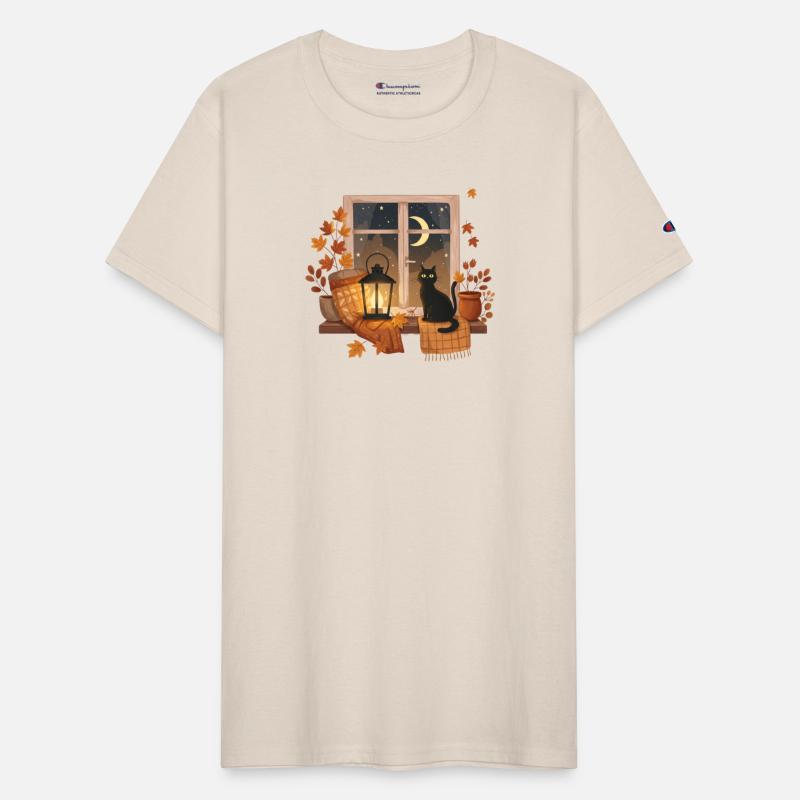 Cozy Autumn Night with Black Cat