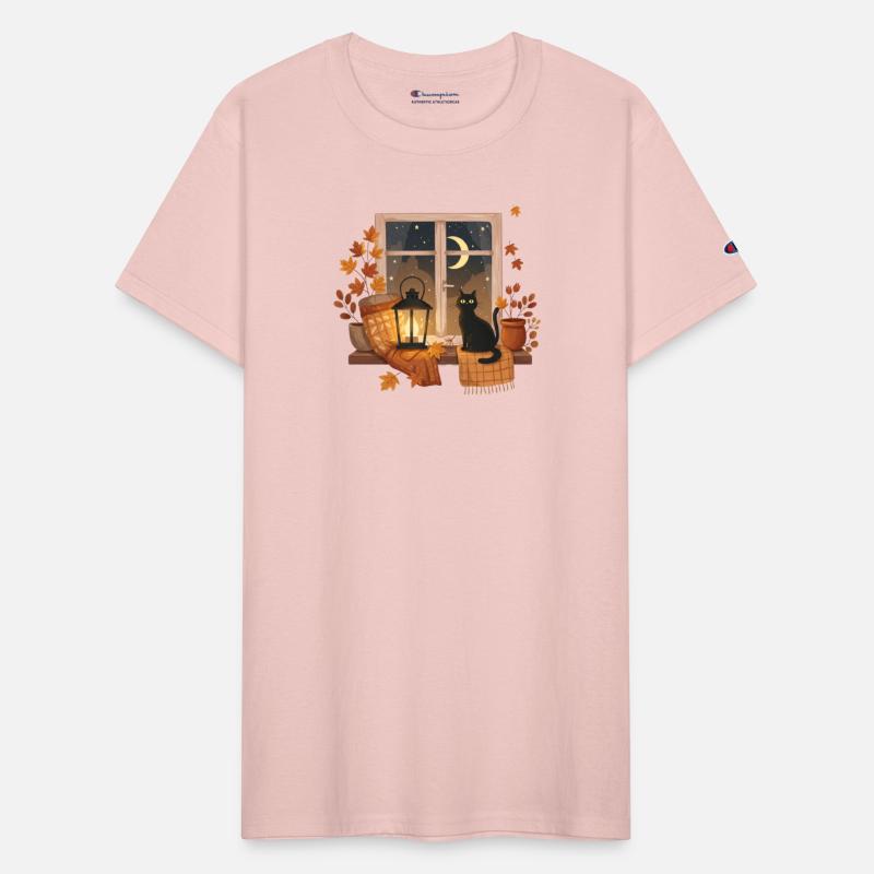 Cozy Autumn Night with Black Cat