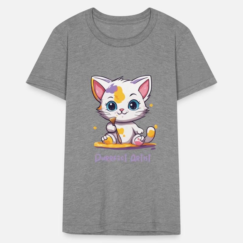 Cute Cat with Brush and Paint Stains