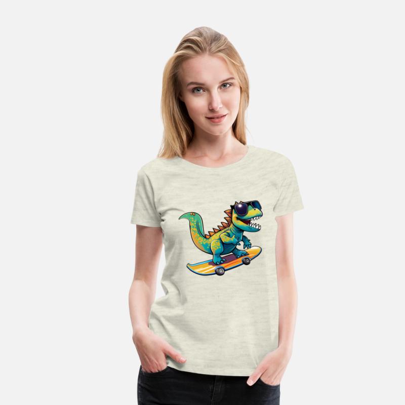 Cute Dinosaur with sunglasses skating skateboard