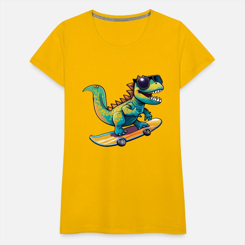 Cute Dinosaur with sunglasses skating skateboard