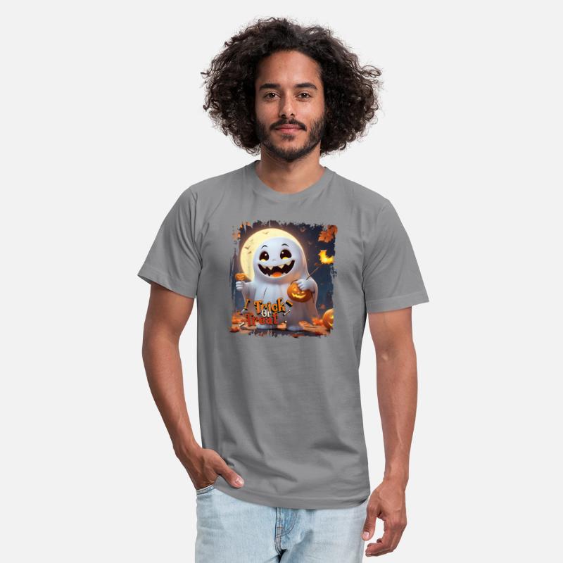 Cute Ghost Holding A Pumpkin Funny Halloween Trick