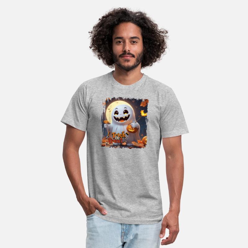 Cute Ghost Holding A Pumpkin Funny Halloween Trick