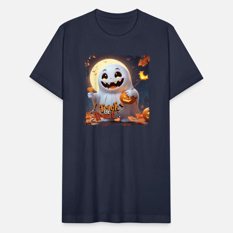Cute Ghost Holding A Pumpkin Funny Halloween Trick