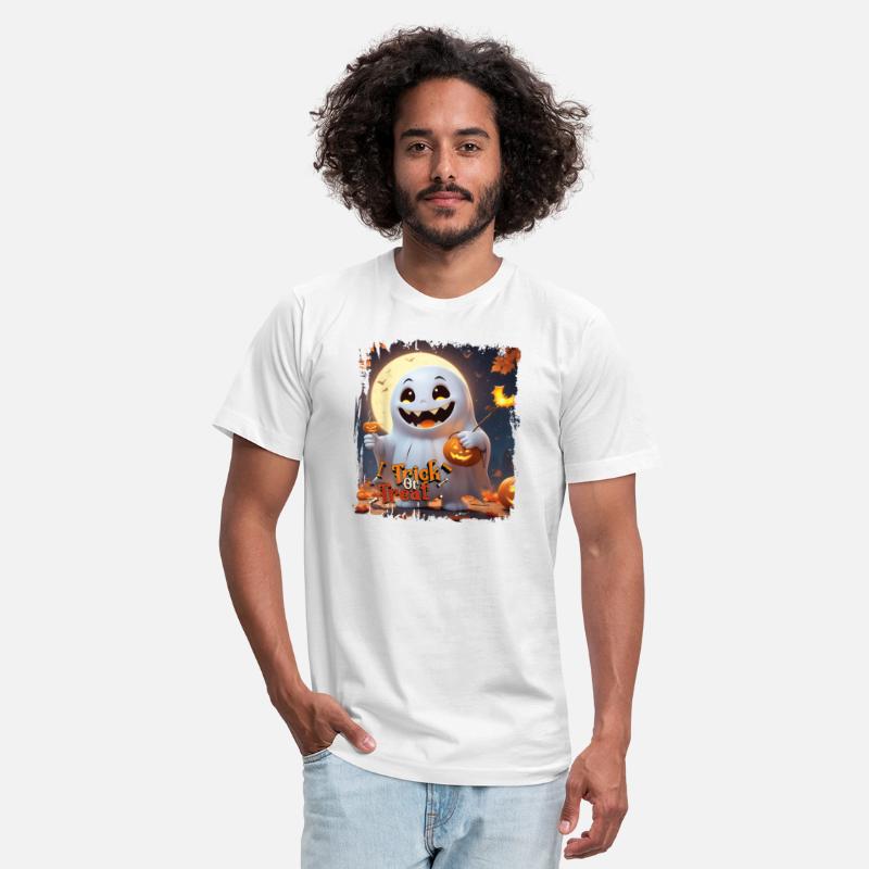 Cute Ghost Holding A Pumpkin Funny Halloween Trick