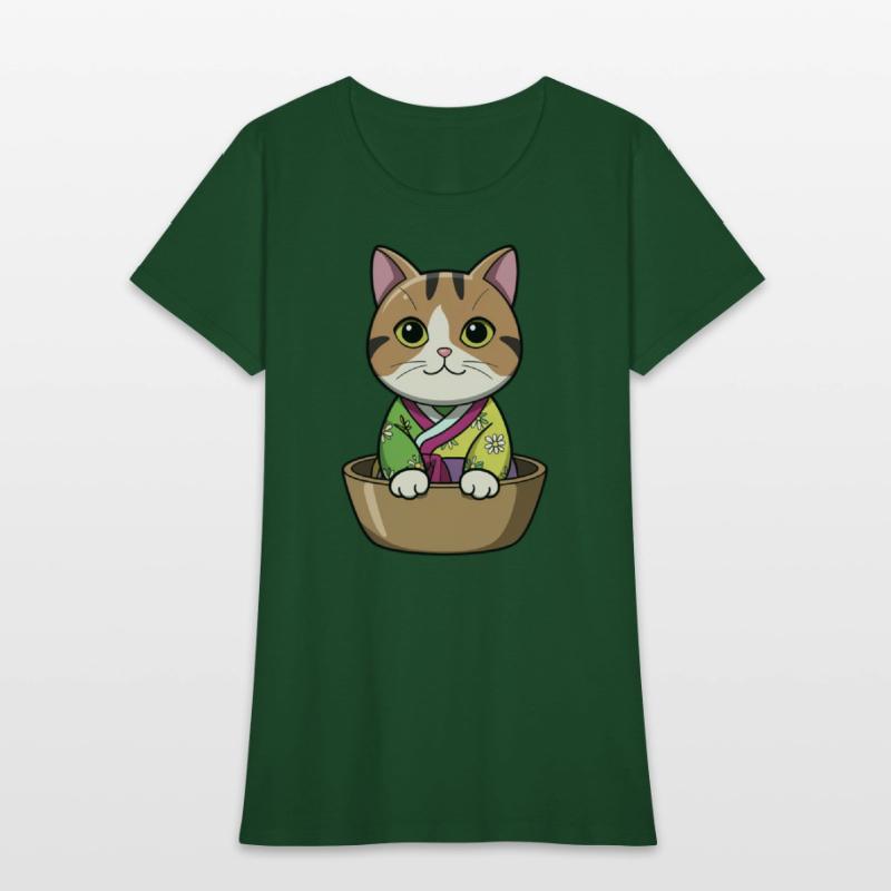 Cute Korean Cat in Bowl - Manga Style