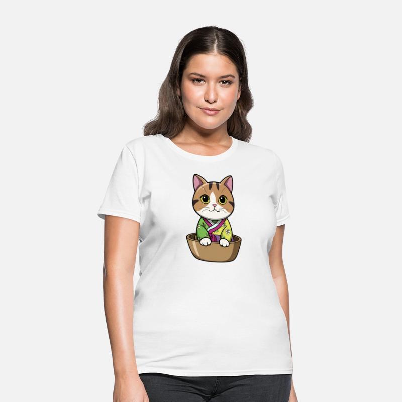 Cute Korean Cat in Bowl - Manga Style