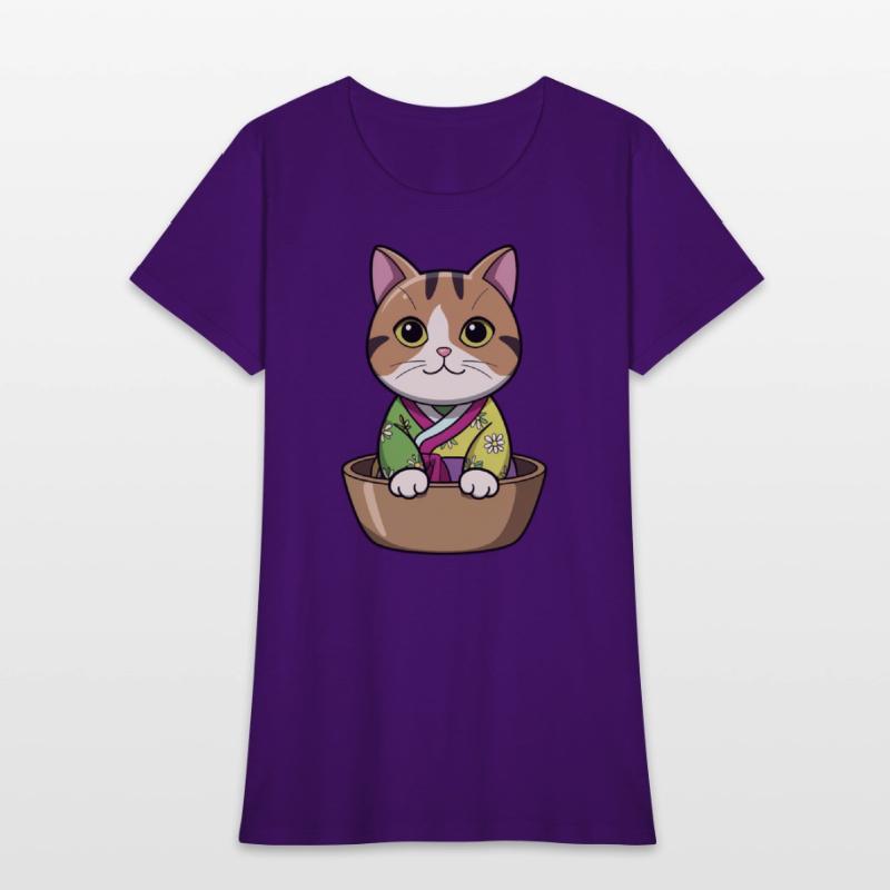 Cute Korean Cat in Bowl - Manga Style