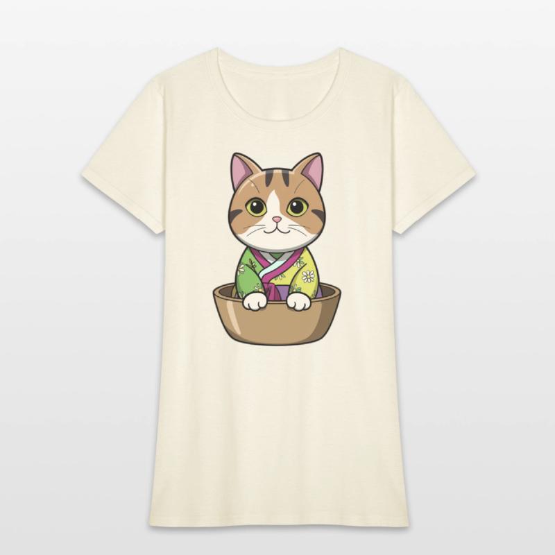 Cute Korean Cat in Bowl - Manga Style
