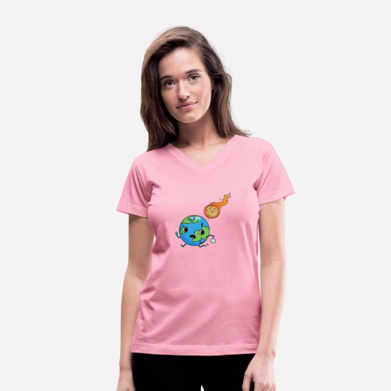 Cute planet earth running from a meteor