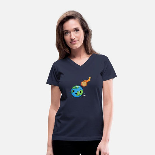 Cute planet earth running from a meteor