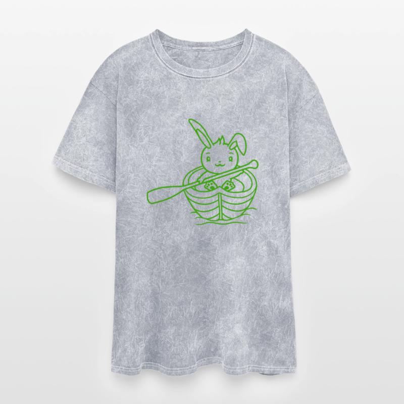 Cute Rabbit Bunny Paddles Rowing Boat Love Comic